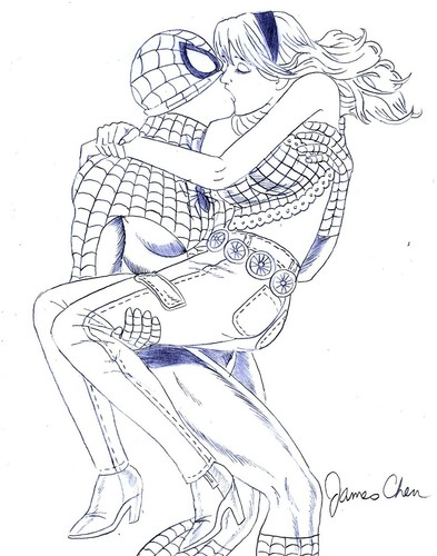Spider man and gwen stacy - spider-man, kiss